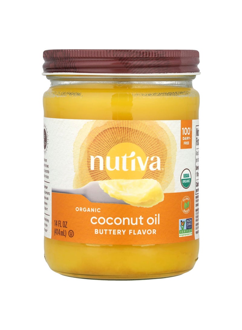 Organic Coconut Oil, Buttery, 14 fl oz (414 ml)